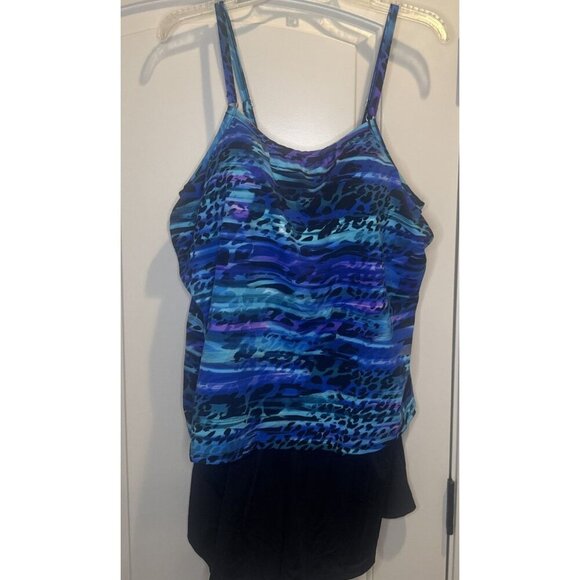 TrimShaper Women’s  Farrah Bengal One Piece Romper Swimsuit Sz 20W - Picture 1 of 12